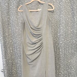 Calvin Klein Grey Sheath Size 12. Flattering Ruched Detail